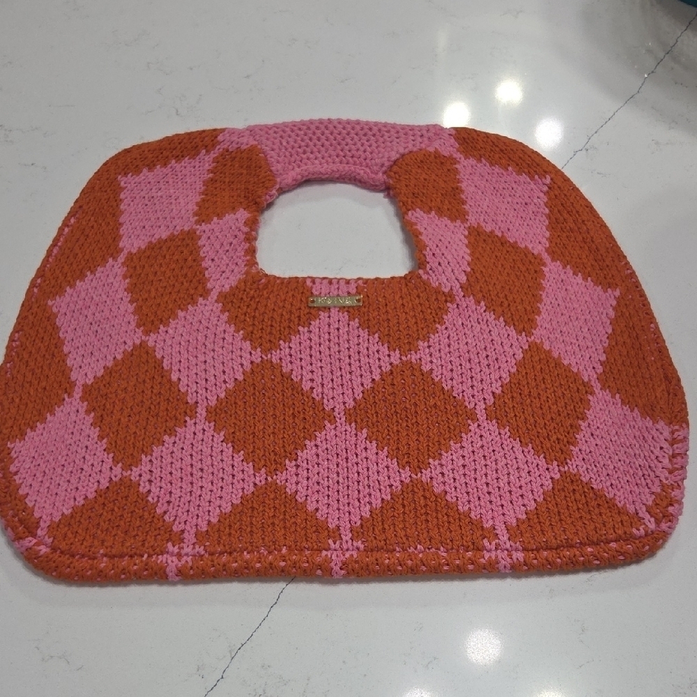 Kopari Pink and Orange Knit Hand Purse New Without Tag - Picture 1 of 4